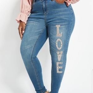 Size 14 LOVE Embroidered jeans